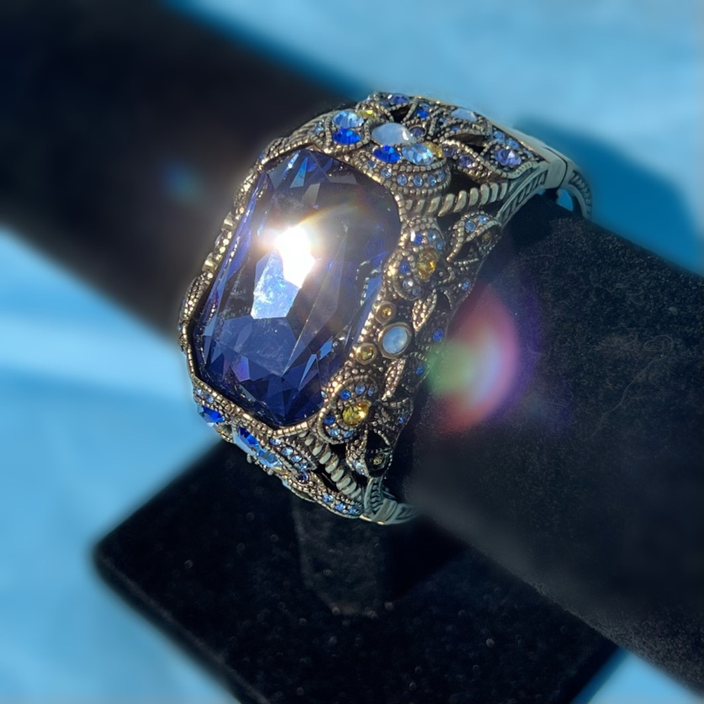 Heidi Daus - Bold Dark Blue Statement Bracelet Wi… - image 2